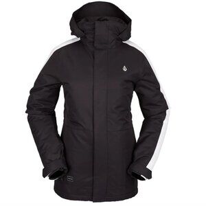 Volcom Westland Insulated Snowboard Jacket sz Small Women's Black White Vents
